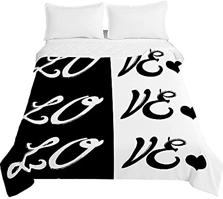 Surwin Trapuntino Copriletto Trapuntato Primaverile Estivo, Stile Moderno, Trapuntino in Morbida Microfibra con 3D Matrimonio Leggero Coperta Letto Singolo Matrimoniale (Bianco e Nero,200x230cm)