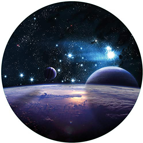 Wallario Glasbild rund Planeten im Weltall - Rund, 50 cm Durchmesser Wandbild Glas in Premium-Qualität: Brillante Farben, freischwebende Optik