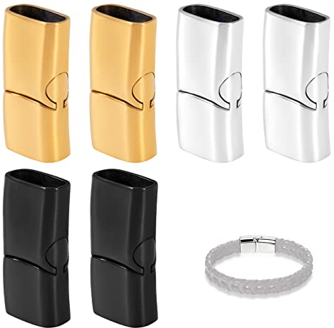 Armband Verschlüsse Magnetic Endkappen zur Schmuckherstellung in Edelstahl Rectangle für Lederseil Halskette Lederband Schnalle Bohrung: 12x6mm