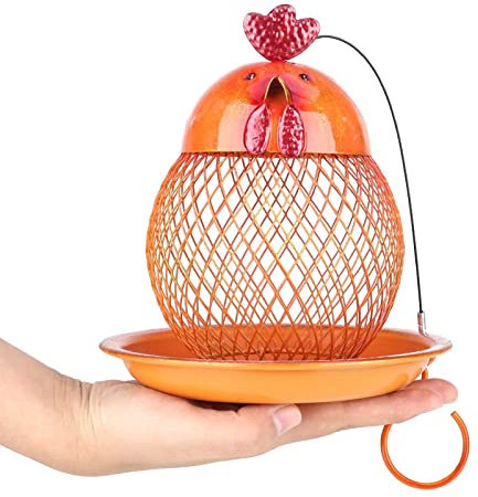 PanHuiWen Große Körner Futtersäule mit auffangschale Futterhaus für Kleine bis Mittelgroße Vögel für Vögel Eichhörnchen Garden,orange