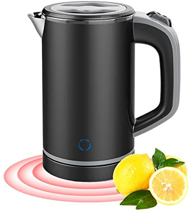 Woolala 0.8L Small Electric Kettle, 600W Fast Boil Stainless Steel Portable Travel Kettle for Boiling Water Double-wall Tea Kettle, Auto-off Dry Protection