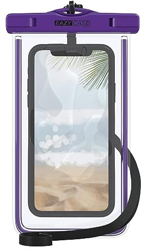EAZY CASE wasserdichte Handytasche für Alle Smartphones bis 6,7 Zoll, schützt vor Staub, Sand, Schnee, Schmutz, Wasser I Schutzhülle mit Umhängeband, IPX8 Zertifiziert, Transparent/Dunkel Lila