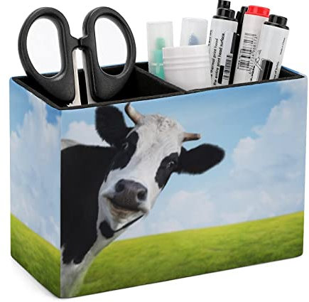 Stifthalter für den Schreibtisch, lustiger Kuh-Stiftehalter, Aufbewahrung, Schreibtisch-Stift-Organizer, Make-up-Pinselhalter für Büro, Schule, Universität, Leder