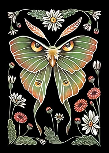 shixpiov Diamond Painting - Luna Moth und Blumen, 5d Diamant Painting Kinder Bilder, DIY Diamond Painting set Full Groß Mosaikherstellung für Kinder, Erwachsene, Home Wand Décor(30x40cm)