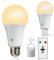 2 Lampadine Batteria da 2600 mAh, LED a Risparmio Energetico 600 lm e Funzione Dimmerabile. Ideali come Luce di Emergenza per il Campeggio all'Aperto o come Lampadine con Telecomando per la Casa