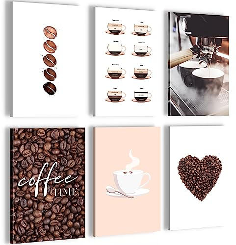 Novart Wandbilder Set Kaffee Coffee - KOMPLETT AUFHÄNGFERTIG - Made in Germany - Moderne Bilder Esszimmer Küchenbilder - N027864a