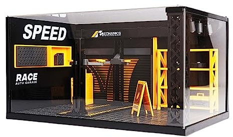 Amagogo 1/24 Diorama Voiture Garage Diorama modèle Voiture Atelier scène modèle Bricolage Jouets Bricolage Atelier de réparation modèle pour Paysage Micro, avec Conseil