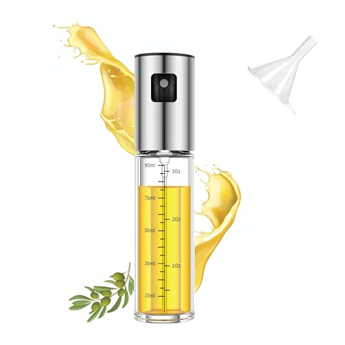 AZISHA Ölsprüher für Speiseöl, Öl Sprühflasche für Salat, Ölspray für Heißluftfritteuse,Oliven Oil Sprayer - Öl Spray Gerät - Öl Sprüher Spender für Salat, Grillen - 100 ml
