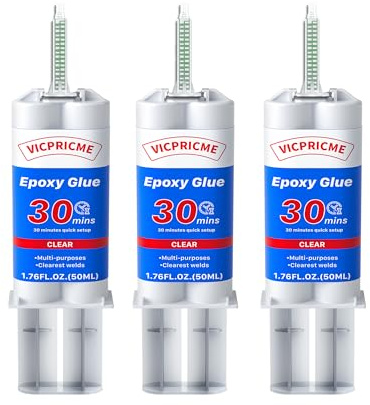 vicpricme Lot de 2 tubes de colle en résine époxy, 1,76 oz, transparente, seringue à souder liquide, résistante à la température, anti-eau, pour coller le métal, le plastique, le bois, la céramique