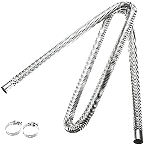 Abgasschlauch für Stromerzeuger Auto Heizung Abgasschlauch Standheizung Auspuff Edelstahl Auspuff Schalldämpfer Auto Edelstahl Auspuffrohr mit Zwei Edelstahlklammern Für Auto Standheizung Tool (200cm)
