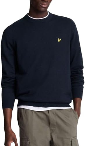 Lyle & Scott Mens Cotton Merino Crew Neck Sweater - Dark Navy - L