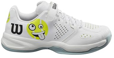 Wilson Kaos EMO, Tennis Shoe, Vit/Safety Yellow/Stratosfär, 30 2/3 EU, Vit säkerhet gul stratepp, 30.5 EU