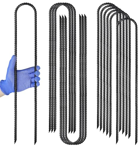 60CM Bodenanker, U-förmige Schwarzer Anti-Rost Stahl Bodenpfähle Zeltheringe Erdanker für Trampolin, Zelten, Vordächern, Camping (16 Stück)