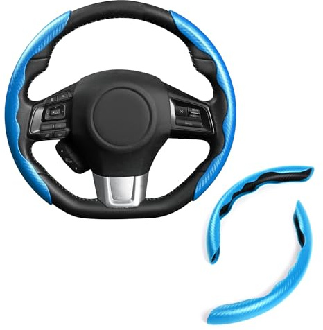 MEWANT Himmelblauer mattierter, segmentierter Lenkradbezug aus PU-Karbonfaser für M Sport M3 E90 E91 E92 E93 E87 E81 E82 | M Sport M3 E90 E91 E92 E93 E87 E81 E82 Atmungsaktiv Für Beheizte Lenkräder Langlebig