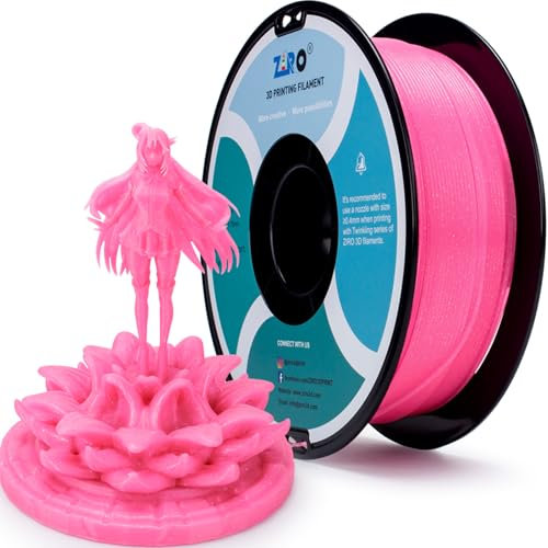 ZIRO Glitter PLA Filament 1.75mm, Glitzerndes 3D Drucker Filament PLA 1KG(2.2lbs), Maßgenauigkeit +/- 0.03mm, Glitzerndes Rosa
