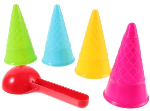 Toyvian Kinder-Strandspielzeug 5-Teiliges Sand-Eisformen-Set Strand-Sandspielzeug Eistüten Schaufel Zum Spielen Am Meer Sandspielzeug Für Sommer-Strand-Pool-Party (Zufällige Farbe)