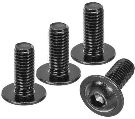 sourcing map 10 Stück M8 - 1,25 x 8 mm Linsenkopfschrauben Gewindeschrauben, Flanschschrauben mit Innensechskant, Karbonstahl, Vollgewinde-Maschinenschrauben, schwarz