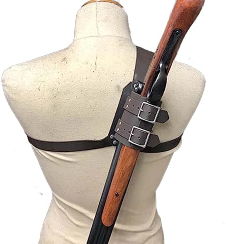 MDFCZXP Mittelalterliches Schrotflintenholster Unisex Mid Century Vintage Outdoor Crossbody Brustriemen Holster,Braun,20cm