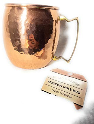 Hammered Copper Moscow Mule Mug Handmade of 100% Pure Copper, Brass Handle Hammered Moscow Mule Mug/Cup 16 Ounce,Set of-2, by CGP
