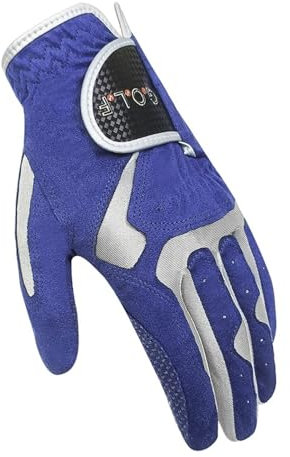 VONCYKI Golfhandschuhe für Herren, professionell, atmungsaktiv, blau-weiß, weicher Stoff, links und rechts, rutschfest, für Golfer, Geschenk für Linkshänder, Blau, Größe M 23