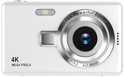 Fotocamera digitale 4k per vlogging per fotografia, fotocamera da viaggio, fotocamera tascabile compatta Vlog, fotocamera digitale vintage con 48 MP, zoom digitale 16x, modalità filtro, regali di