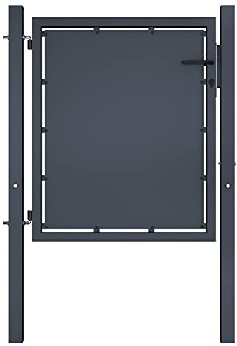 Somanki Gartentor, Gartentür, Gartenpforte, Zauntür, Zaun Garten, Stahl 100 x 75 cm Anthrazit