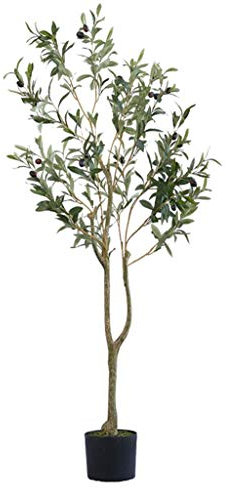 Artificial Olive Tree Large Fake Plant Potted 47 Inch Light Green Plants In Pot For Indoor Outdoor House Home Office Garden Artificial Plants,