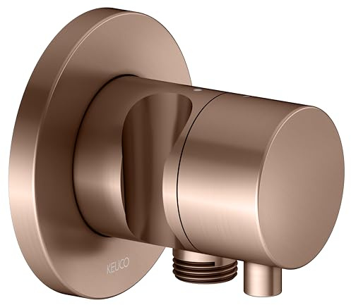 KEUCO IXMO Absperrventil UP, 1 Verbraucher mit Schlauchanschluss und Brausehalter mit Comfort Griff, Rosette rund, 59541291201, Farbe: rotgold gebürstet