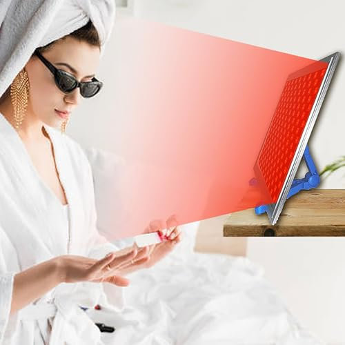 Lámpara de Terapia de Luz Roja con Soporte, Luz Infrarroja 660nm y 850nm, Panel LED para Cuerpo Entero, Cara, Piel, Espalda, Alivio del Dolor en Casa