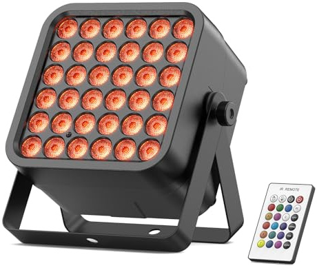 Erreyht RGBWA UV Par 36 LED Batteria Ricaricabile, 54W Luci da Palco con Telecomando, Illuminazione Discoteca 5200mAh Uplights per Esterni Discoteca Matrimoni Spettacolo Halloween Natale