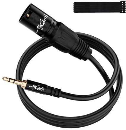 Mygatti Klinke 3.5mm(1/8) auf XLR Kabel,10m Stereo-Mikrofonkabel,reinem Kupfer 26AWG OFC, TRS Stecker auf 3-Polig XLR Stecker für iPhone,iPod,Tablet,Handy,Laptop,Lautsprecher, Mixer,+5 Kabelbinder