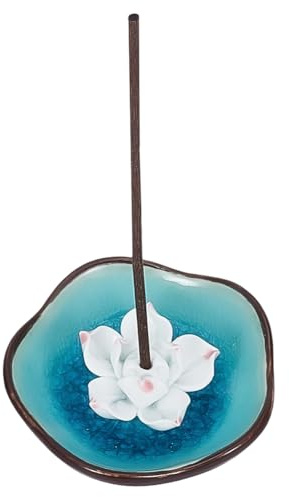 BEAMARKER Porta Incenso In Ceramica per Bastoncini, Bruciatori di Incenso A Forma di Fiore di Loto, Porta Incenso A Forma di Salvia e Palo Santo, Vassoio Decorativo Floreale per Raccogliere La Cenere,