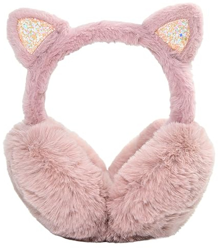 SEDEX Ear Muffs Kids Winter Girls Earmuffs Cute Cat Fluffy Ear Warmer Childrens Plush Thermal Furry Ear Covers Windproof Soft Headband Outdoor Sports Cycling Faux Fur Ski Headwear