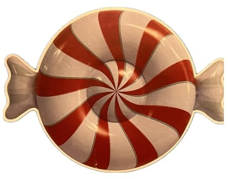 Inflatable Peppermint Holiday Christmas Candy Float, Red and White Striped Pool Float, 3.9 Ft Long, Single Person Pool Lounger with Repair Patch