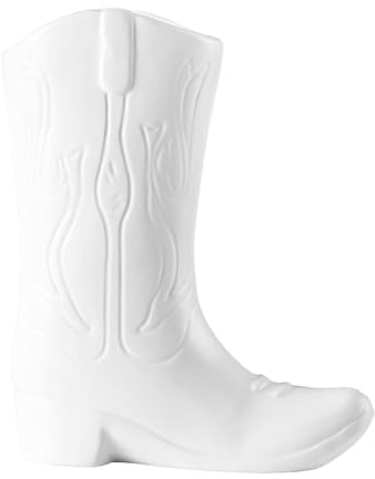 Ceramic Cowboy Boot Vase, 8.75, White