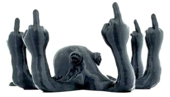 Fucktopus Figur – Lustige Tentakel-Deko mit Mittelfinger | Statementfigur für Büro, Bad, Regal | Witz-Figur | Geschenkidee Frauen, Männer, Freunde, Kollegen & Nerds | Made in Germany | Schwarz