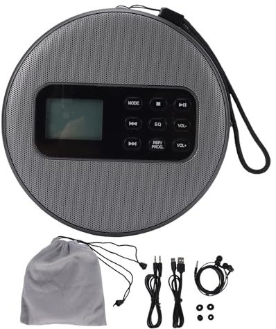 Generic Lettore CD, Riproduzione Non Stop 8 Ore, Doppi Altoparlanti con Cavo da 3,5 Mm, Compatto Ricaricabile, può Essere Riposto in Borse per Lettore di Dischi Musicali CD MP3