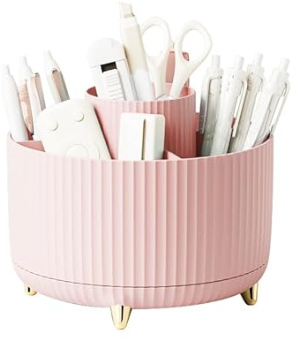 Diesisa Make Up Organizer: 360° Drehbar Kosmetik Organizer - Pinselhalter Mit 5 Fächer - Cosmetic Organizer für Make-up-Pinsel, Kosmetik, Nagellack, Künstlerbedarf, Makeup Organizers - Rosa