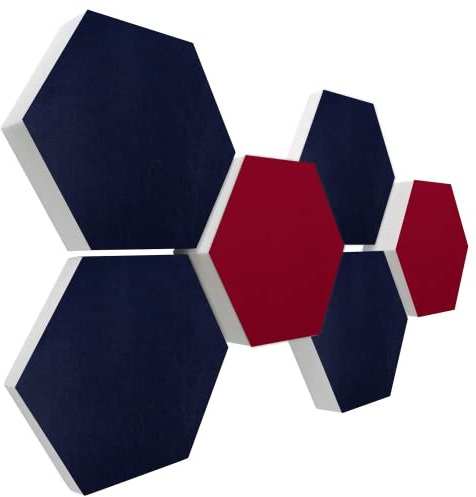 platino24 Schallabsorber COLORE aus Basotec G+ I Akustikpaneele mit Akustikfilz I 3D Wand-Paneele mit 6 Waben in Nachtblau & Bordeaux I Akustikplatten zur Schalldämmung in Büro, Studio & Wohnung