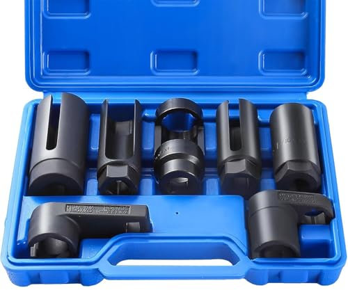 DASBET 7PCS O2 Oxygen Sensor & Oil Pressure Sending Unit Master Sensor Socket Set Oil Pressure Sending Unit Removal Kit O2 Sensor Socket Set 3/8 inch & 1/2 inch Drive