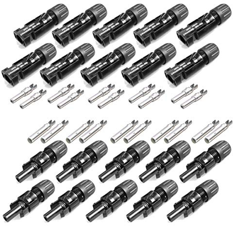 10 pares MC4 Conector Conector de embrague 10 mm2 PV-KST4/10II & PV-KBT4/10II | Juego original PV-KBT4/10II con protección IP67, contactos de cobre estañado y sistema snap-in hasta 1000V
