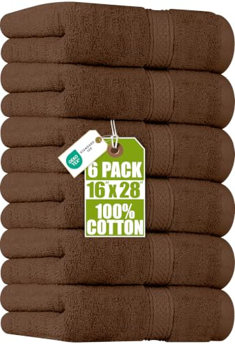 Utopia Towels 6 Pack Premium Hand Towels Set, 16 by 28 inches, 100% Ring Spun Cotton, Ultra Soft and Highly Absorbent 600GSM Towels for Bathroom, Gym, Shower, Hotel, and Spa, Dark Brown