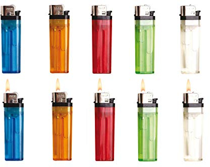 SweedZ Lot de 10 briquets jetables, transparents.