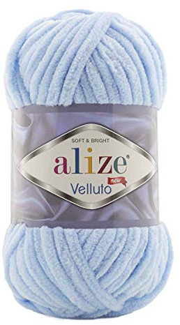 Alize 5 x 100 g Velluto Wolle 500 Gramm super Bulky Chenillegarn,Kuschelweich 100g, Kissen Babydecke etc (Baby blau 218)
