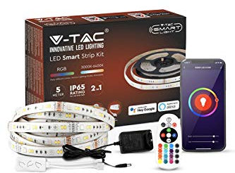 V-TAC LED Strip Light 5M | LED Lights for Bedroom | Compatible with Alexa & Google Home | RGB+3IN1 | IP65