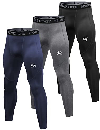 MEETWEE Leggings Uomo, Compressione Calzamaglia Baselayer Pantaloni Sportivo Tights for Gym Jogging Running