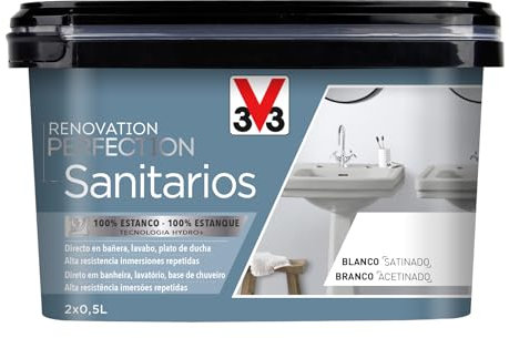 V33 Esmalte Renovation Perfection Sanitarios, Blanco Satinado, 1 L