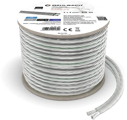 Oehlbach Silverline SP-40 - Stereo HI-FI Lautsprecherkabel - Boxenkabel mit SPOFC (versilbertes Kupfer) 2x4mm² - Mini Spule Lautsprecher Kabel - 20m