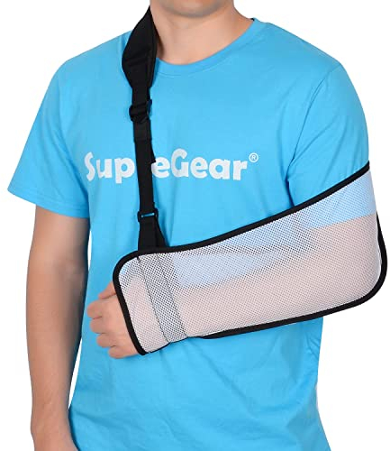 supregear Armschlinge, Leicht Verstellbare Arm Wegfahrsperre, Atmungsaktive Medizinische Armschlaufe Schulterstütze für Verletzten Arm Ellbogen Handgelenk Hand (Weiß)