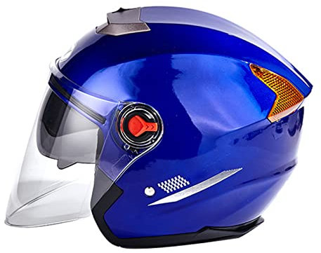 RYDZCLH Motorrad Roller Offenes Jet Helm Mopedhelm Vintage Pilot Biker Helmet Sturzhelm Damen Herren Scooter Moped Mofa-Helm Erwachsener DOT/ECE-Zertifizierung Retro Open Face Helmet,Blau